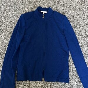St. John Blue Zip Up Sweater